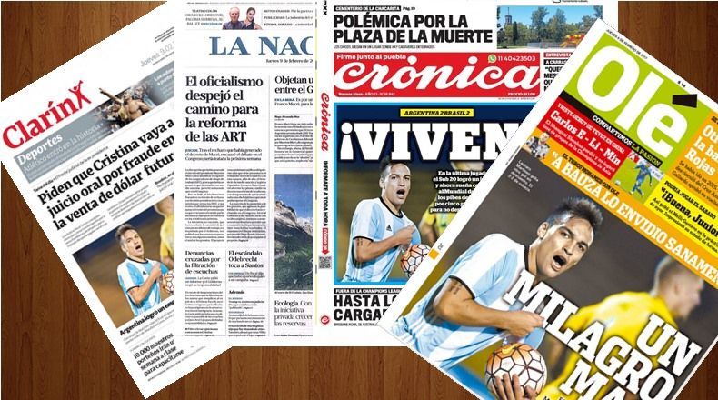 ¿Qué dicen los diarios del 9 de febrero de 2017? Reforma ART, conflicto bancario, Sub 20 empató y más...